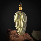 Obsidian Gossip Pendant Necklace Carving Dragon and Phoenix Shape Lucky Amulet Jewelry Six-Character Mantra Pearl