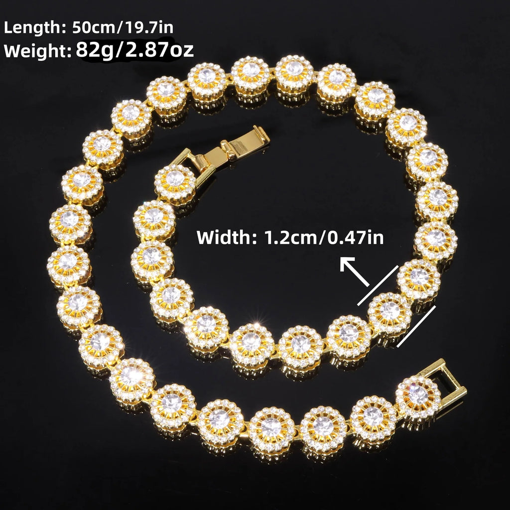Iced Out Gold-Tone Cuban Chain Necklace Bracelet Set