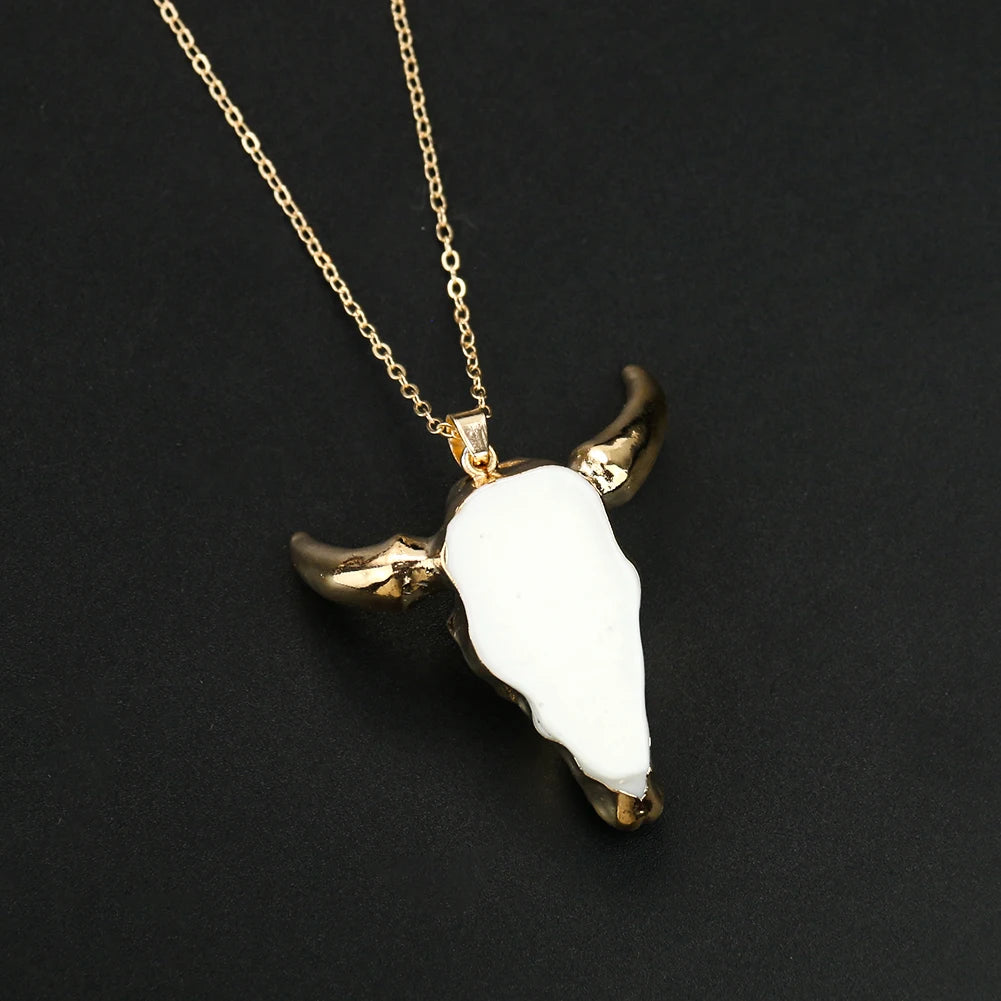 Horned Bull Head Satan Amulet Pendant Necklace — Zinc Alloy