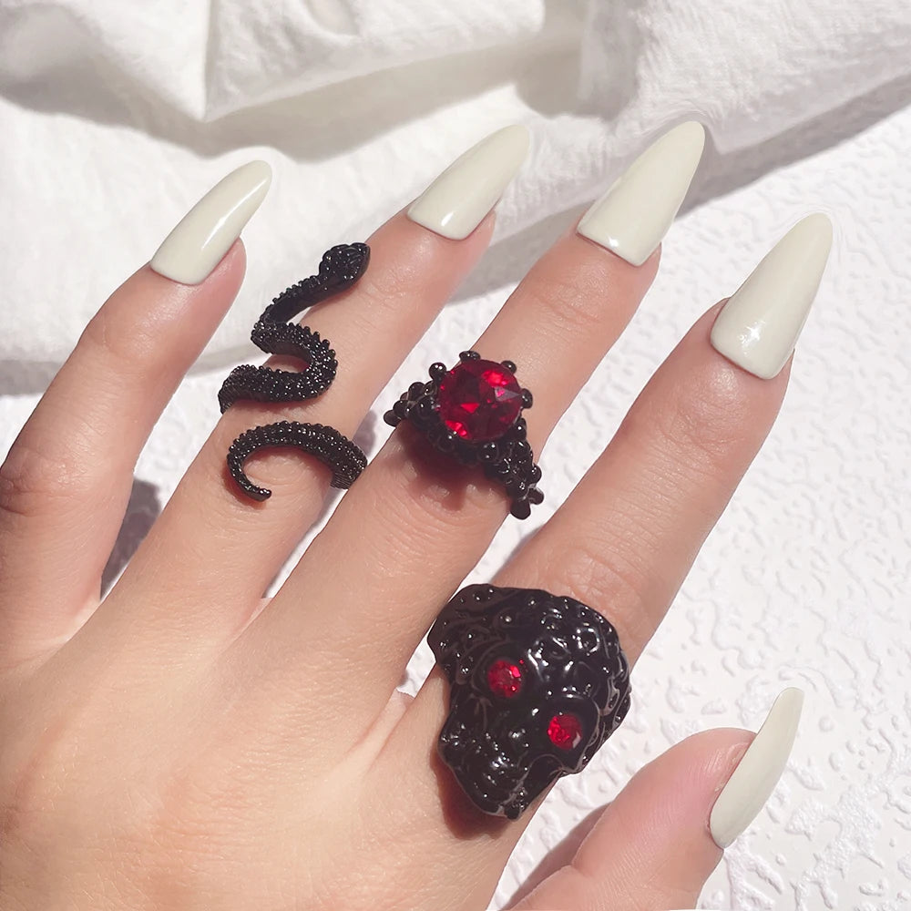 New Design Skull Crow Skull Ring Woodpecker Bird Men's Ring Punk Stylish Jewelry