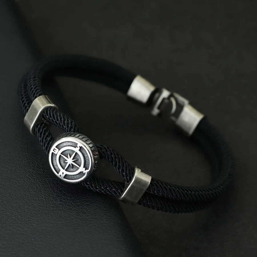 New Compass Braslet Viking Nautical Rope Braslet Fashion Mens Bracelet Antique Pulsera Hombre Armband Herren Wrap
