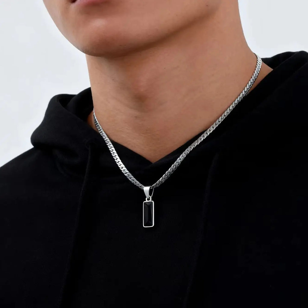Stone Cuban Chain Necklace — Stainless