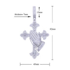 Iced Out Praying Hands Cross Necklace — Silver