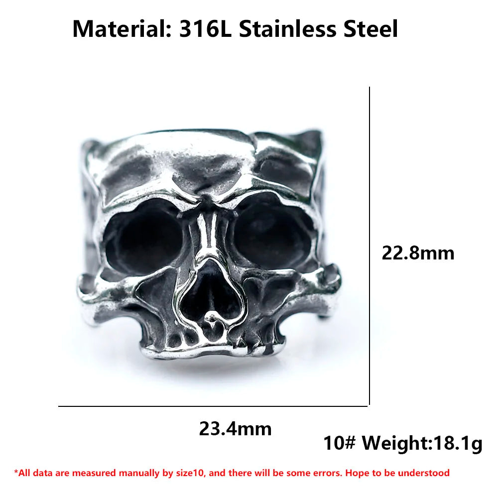 NEW Men's 316L stainless-steel rings retro Motorcyclist skull RING for teens gothic punk Jewelry Gift free shipping