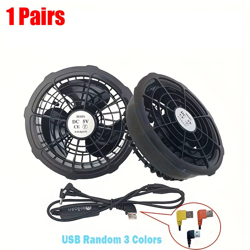 1 or 2 Pairs 5V Cooling Fan 3 Gear Adjustment For Special Summer Outdoor Air-Conditioned Vests High Speed Conditioning