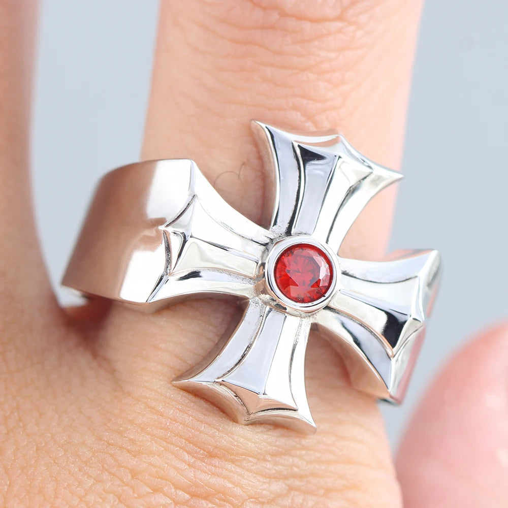 Iced Out Cross Jesus Ring — 925 Silver