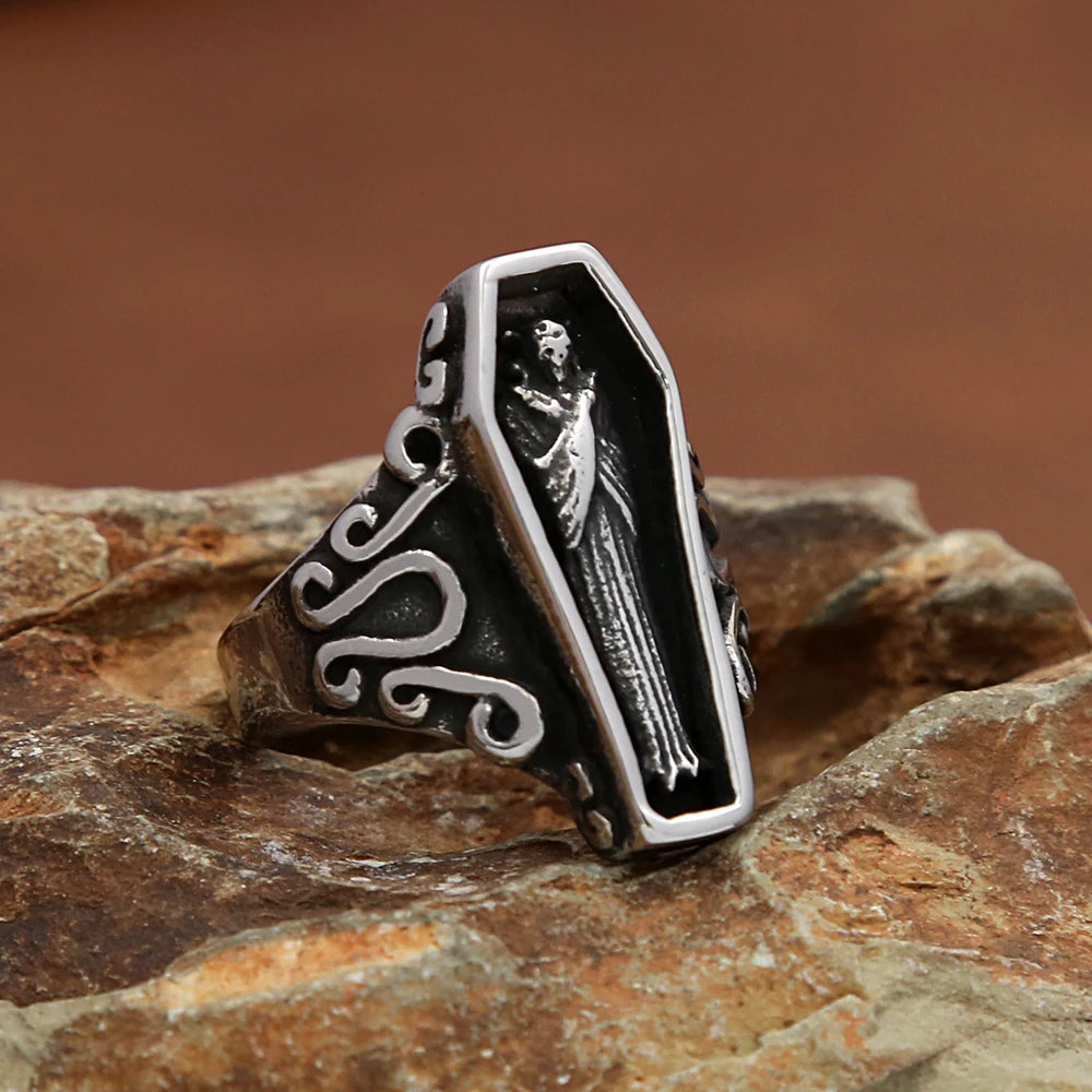 Skull Motorcycle Steel Ring Retro Unique Vampire