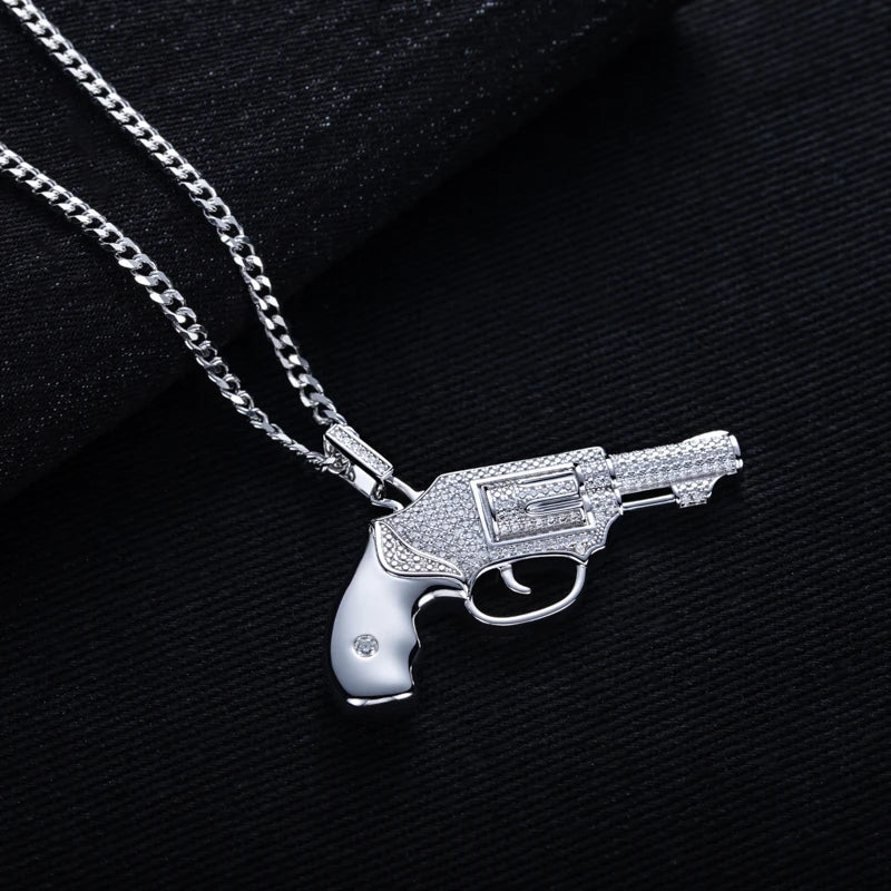 Iced Out Pistol Pendant — 925 Silver