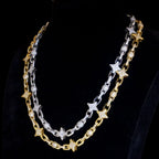 Iced Out Star Chain Necklace CZ Oval Link