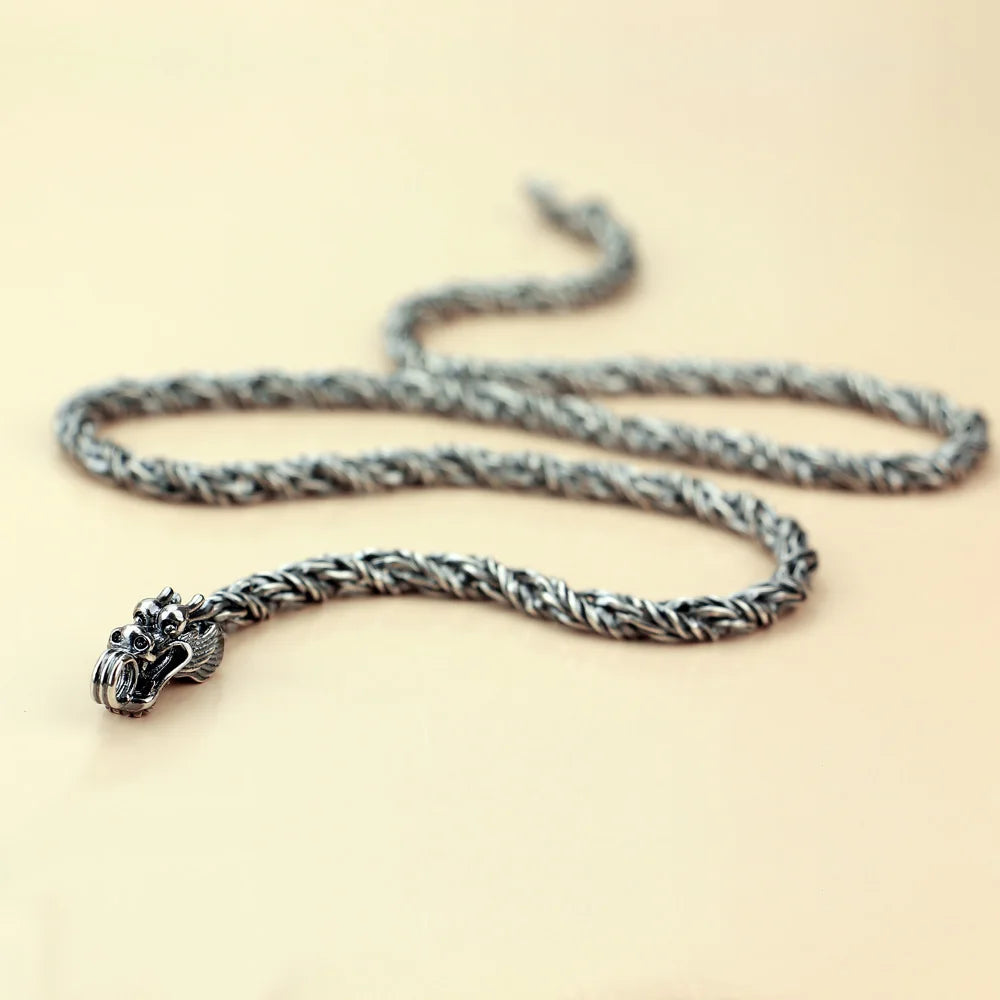 Vintage 925 Thai Silver Necklace Men's Faucet Style Design Sterling Silver Necklace Men's Fashion Jewelry 5mm56cm Size