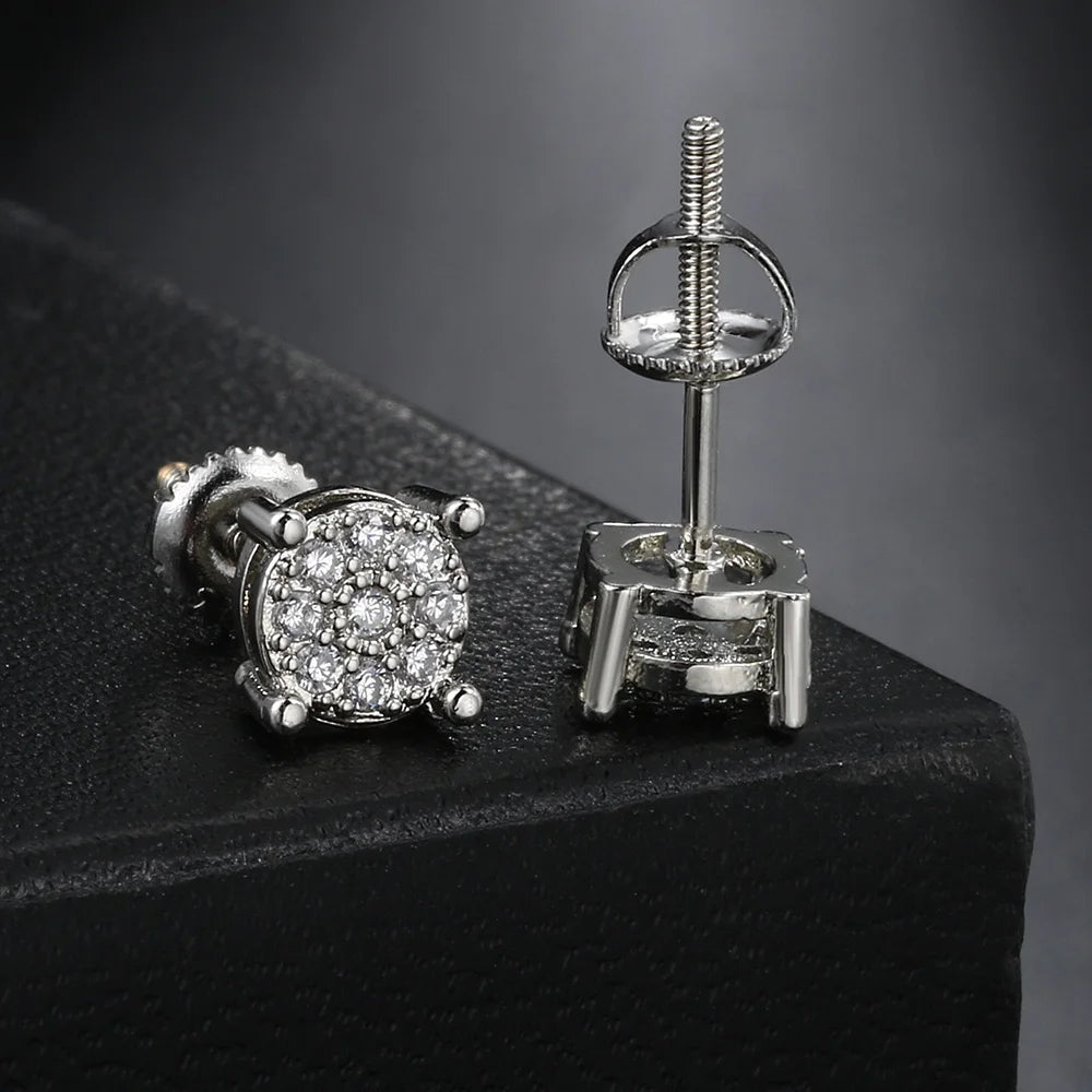 Iced Out Round Zircon Earrings — Gold