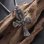 Vintage Egyptian Key of Life Ankh Cross Pendant Horus Patronus Necklace Men's Fashion Pharaoh Amulet Jewelry