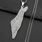 Iced Israel Map Pendant Necklace — Gold-Tone