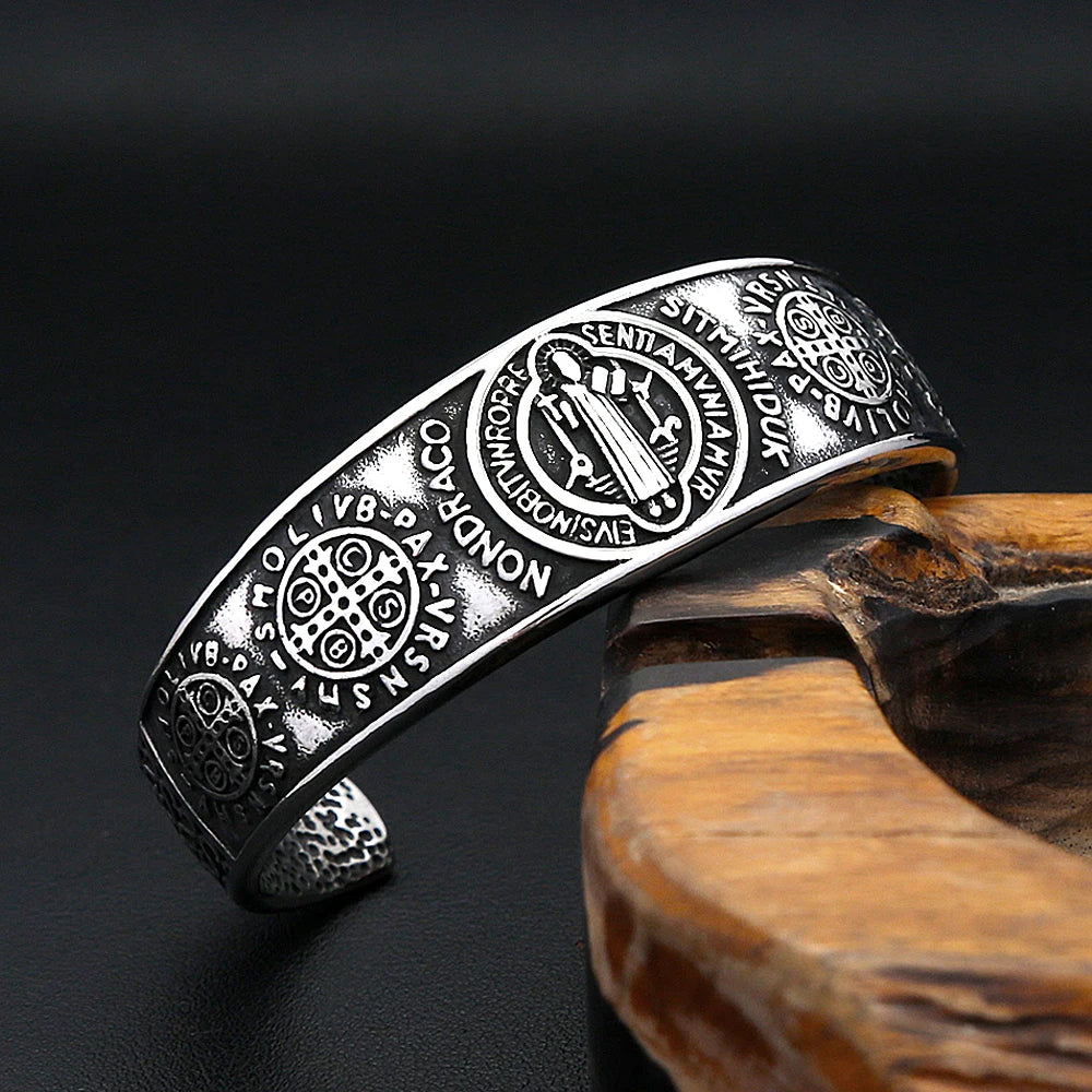 Saint Benedict Steel Bracelet Vintage Exorcism