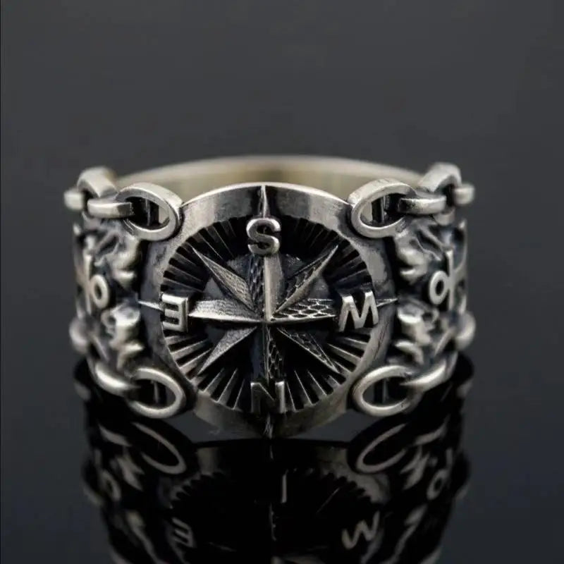 Vintage Northern Pirate Viking Compass Marine Ring Amulet Rings for Men Women Nordic Luxury Personality Jewelry