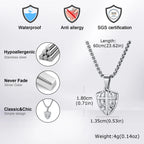Men's Fashion Cross Shield Pendant Necklace, Waterproof Stainless Steel Punk Necklace with Box Chain, Retro Jewelry