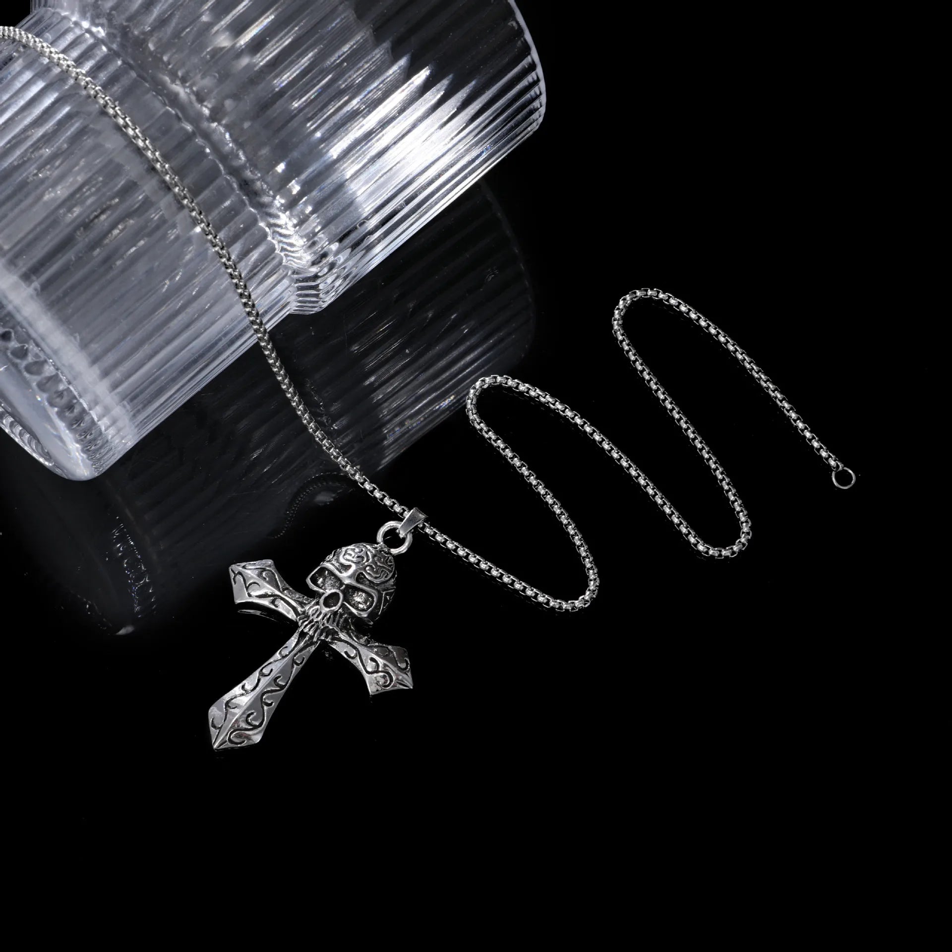 Cross Skull Steel Pendant European American Dark