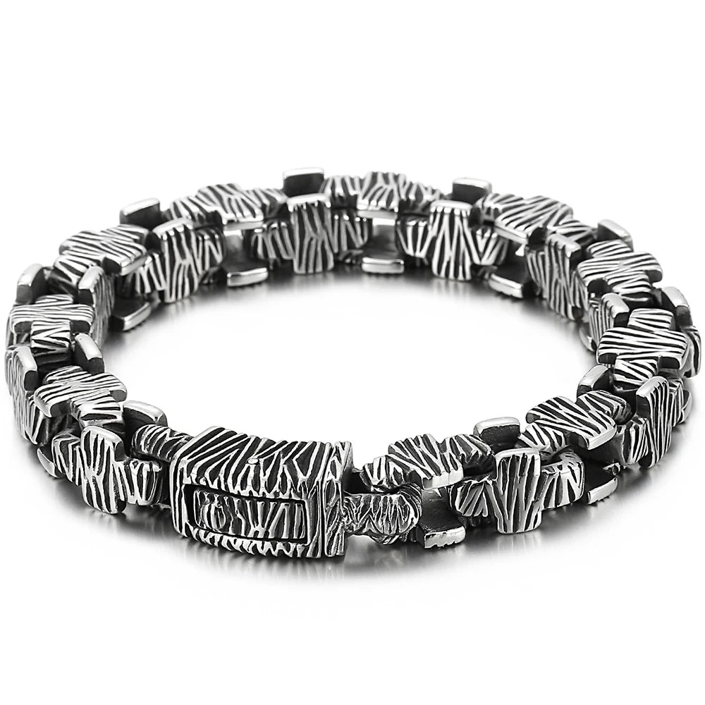 Vintage 10MM Width Men's Cross Bracelet Stainless Steel Punk Link Chain Gothic Streetwear Punk Jewelry Accessory for