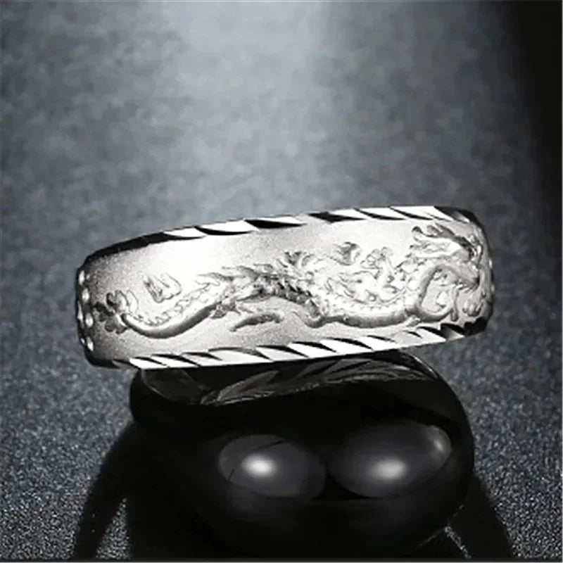 Ring for Man Luxury Engraving Dragon Adjustable Ring Fashion Jewelry Male Two Color Yellow/White Gold Finger Ring Gift