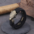 Never Fade Rock Viking Wolf Bracelet Men's handmade cord Wolf Bead Punk Bracelets Biker Jewelry