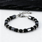Hip Hop Men's Bracelet,Stainless Steel Adjustable Tiger Eye Stone Metal Beaded Bracelet,Party Birthday Gift for Him