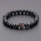 Black Eye Skull Hematite Bead Bracelet Men Classic Handmade 8mm Lava Stone Charm Bracelet For Men Jewelry Gift