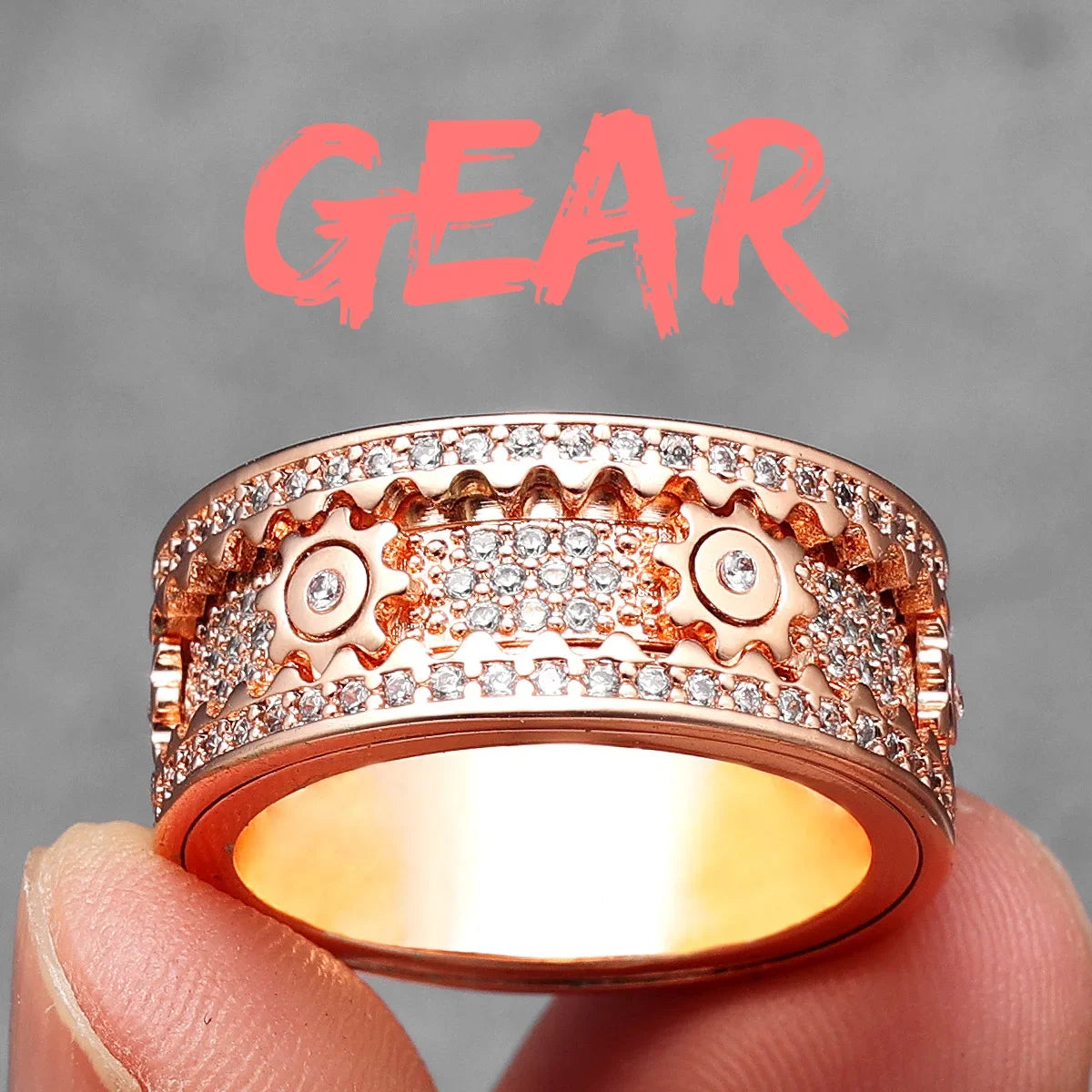 Fidget Spinner Gemstone Ring — Stainless Steel
