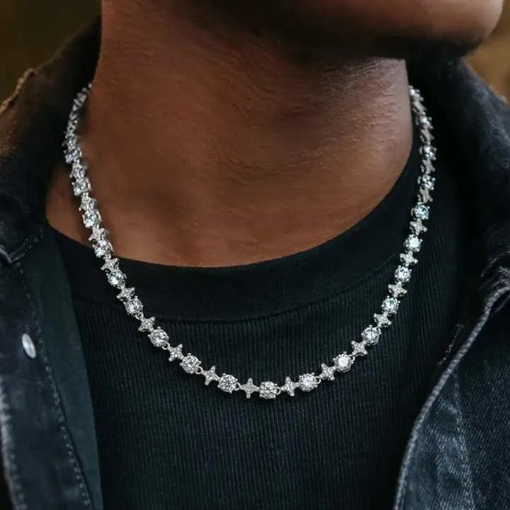 TBTK Mixed Sprkling Quadrangular Star Tennis Chain Necklace Round Cut Iced Out Cubic Zirconia Bracelet HipHop Jewelry For Gift