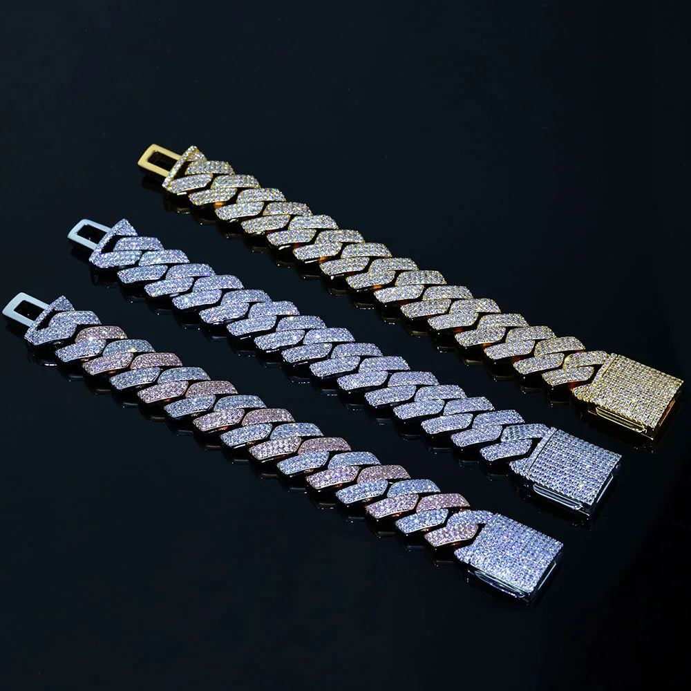 2026NUOYA 20MM Width Iced 5A CZ Miami Cuban Necklace Hip Hop Rapper Two Color Cuban Link Chain Chrismas Jewelry Gift