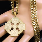 Celtic Cross Gold Pendant Necklace — Stainless Steel