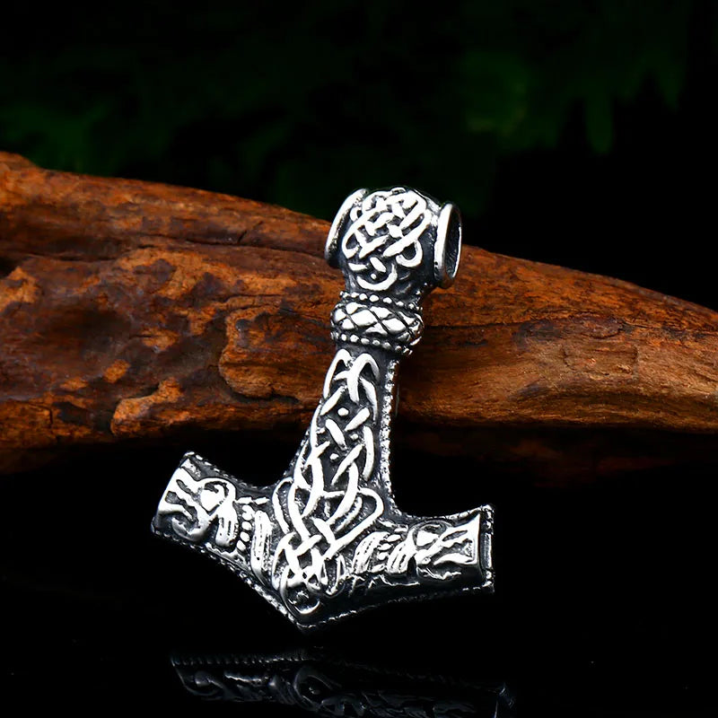BEIER thor's hammer mjolnir pendant necklace viking scandinavian norse viking necklace with stainless steel chain