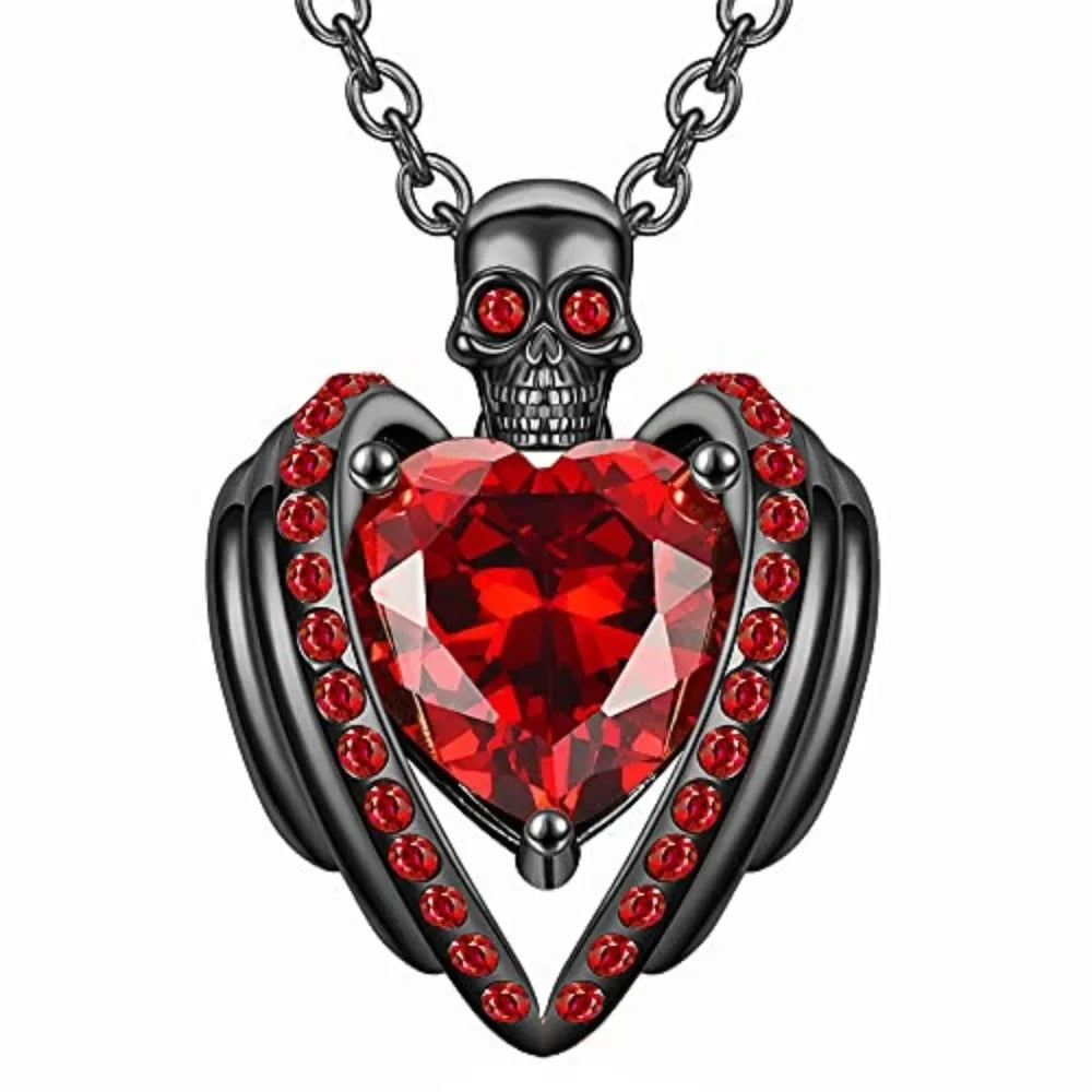Iced Out Skull Black Pendant Necklace