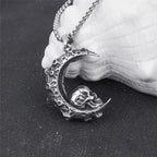 Moon Skull Pendant Necklace — 316L Stainless Steel