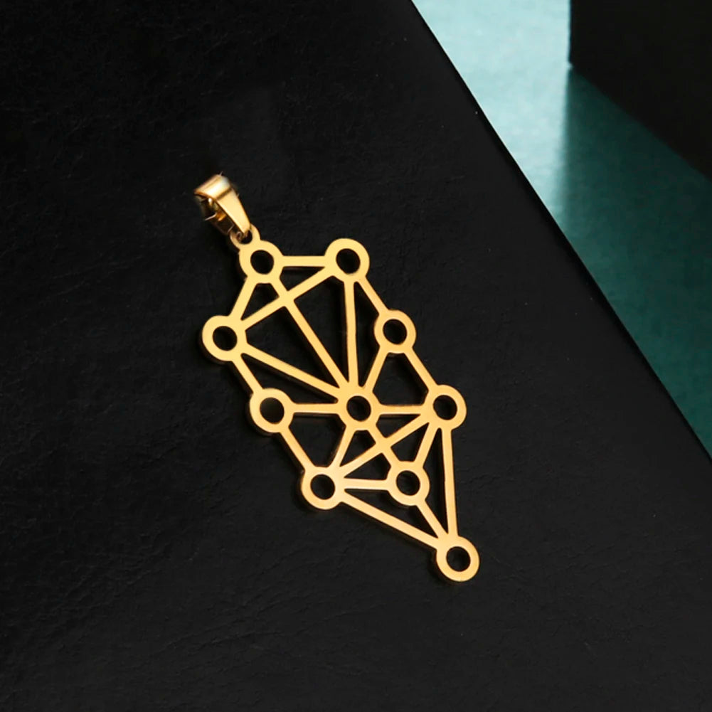 Dawapara Mystic Kabbalah Tree of Life Spiritual Amulet Pendant Stainless Steel DIY Charms for Jewelry Making Hanukkah Gifts