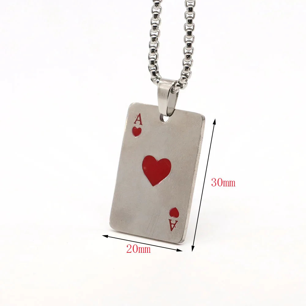 Statement Ace of Spades Poker Card Necklace — Stainless Steel