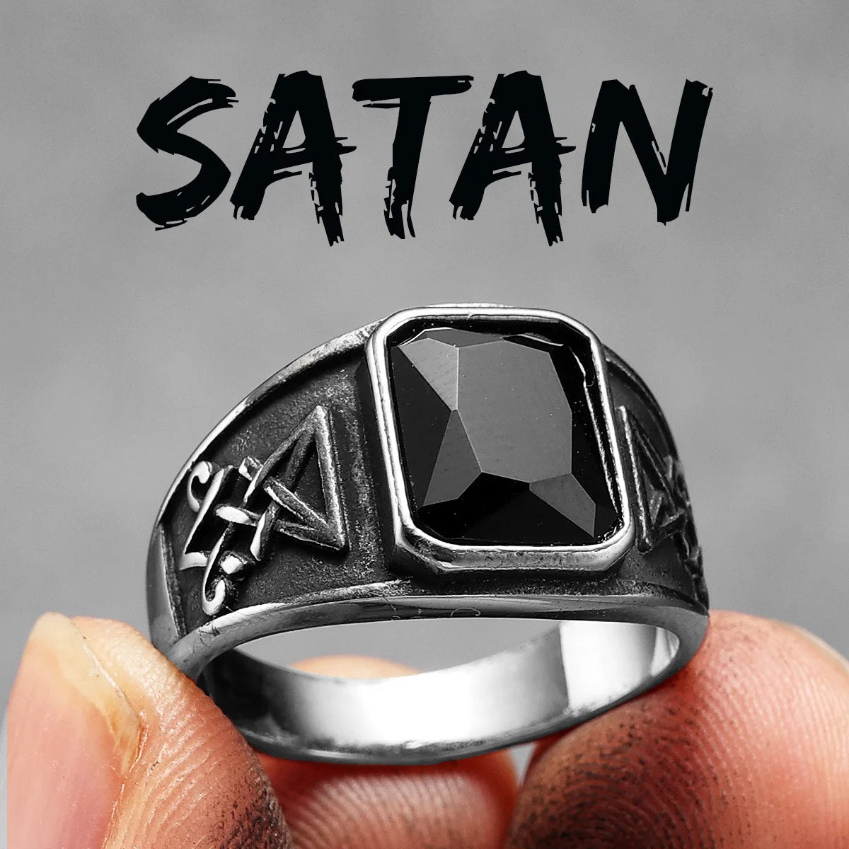 Lucifer Gemstone Ring — Stainless Steel