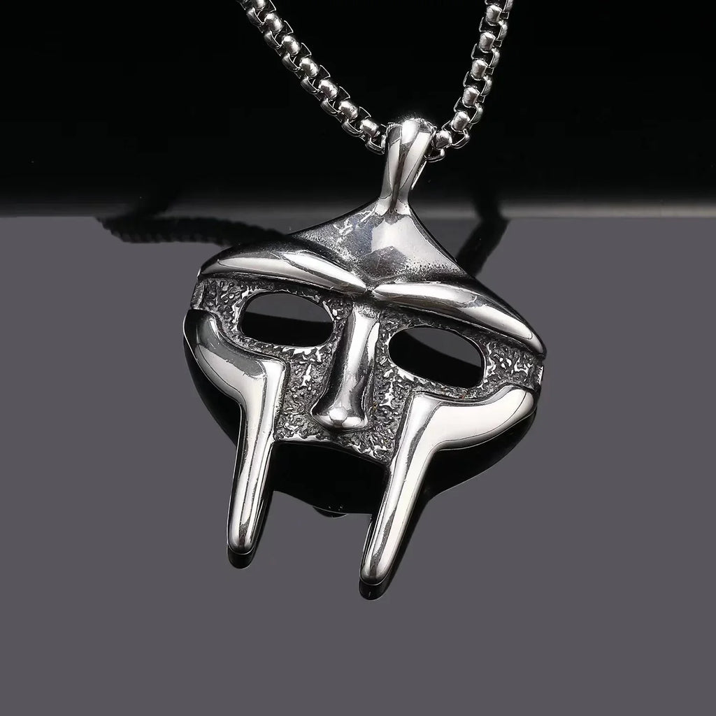 Vintage Creative MF DOOM Mask Pendant for Men Hip Hop 316L Stainless Steel Skull Mask Necklace Party Jewelry Gift