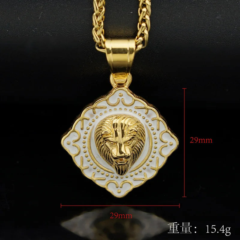 Solid Lion Pendant Necklace — Gold