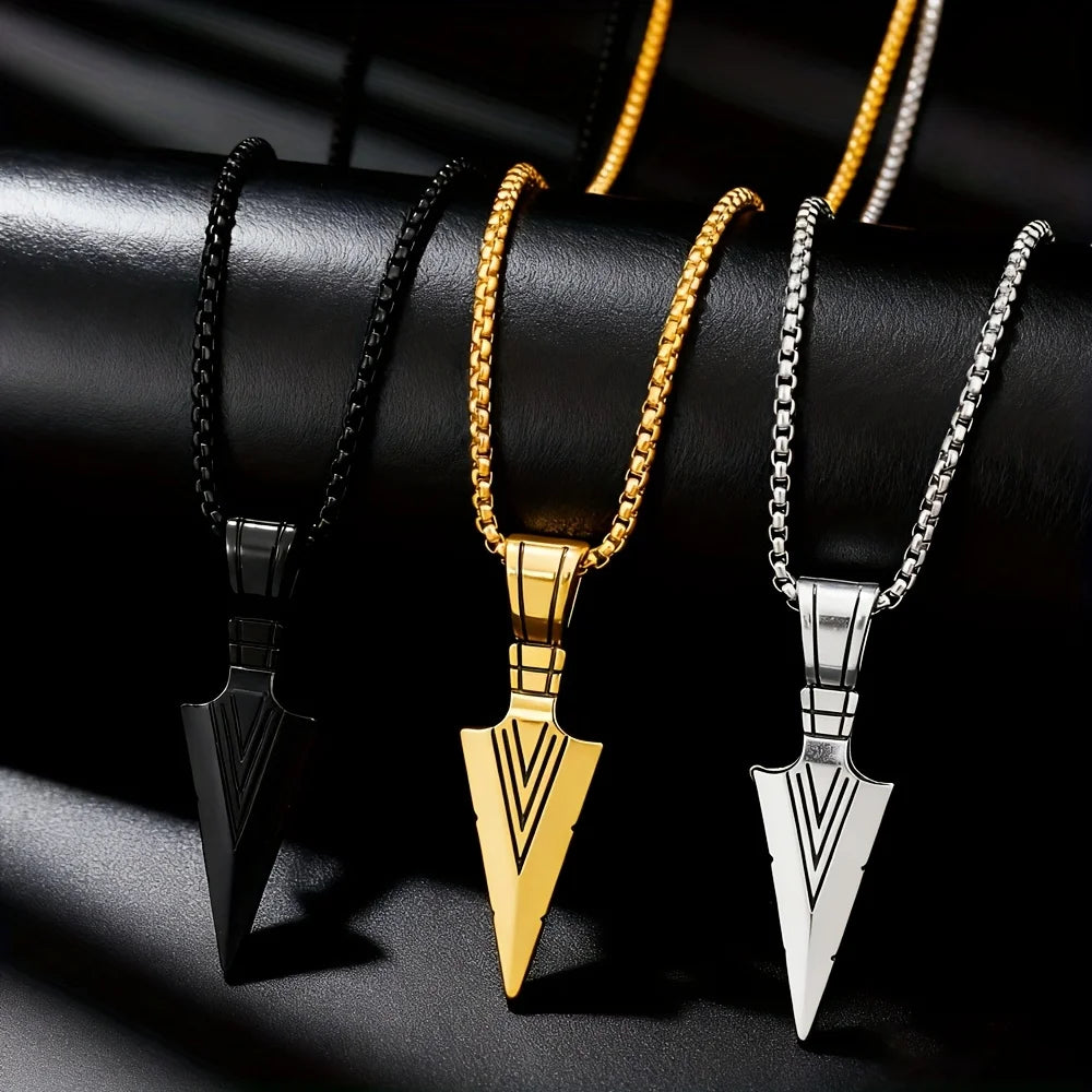 Minimalist Arrow Pendant Necklace — Gold, Silver, Black