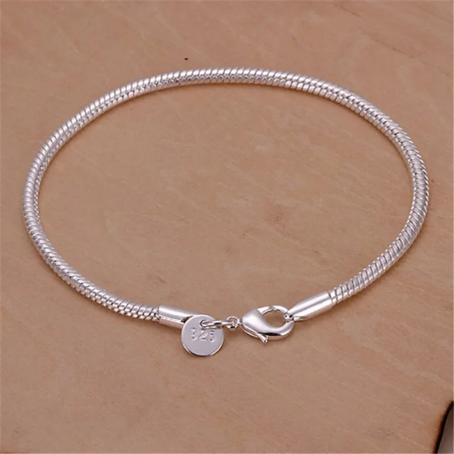 Twisted Chain Bracelet for Men & Women — Silver-Tone, Simple