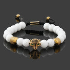 Crown, Leopard, Cross & Skull Beaded Bracelet — 8mm Adjustable