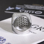Iced Out Square Geometric CZ Ring — Two-Tone Paved Men's Band