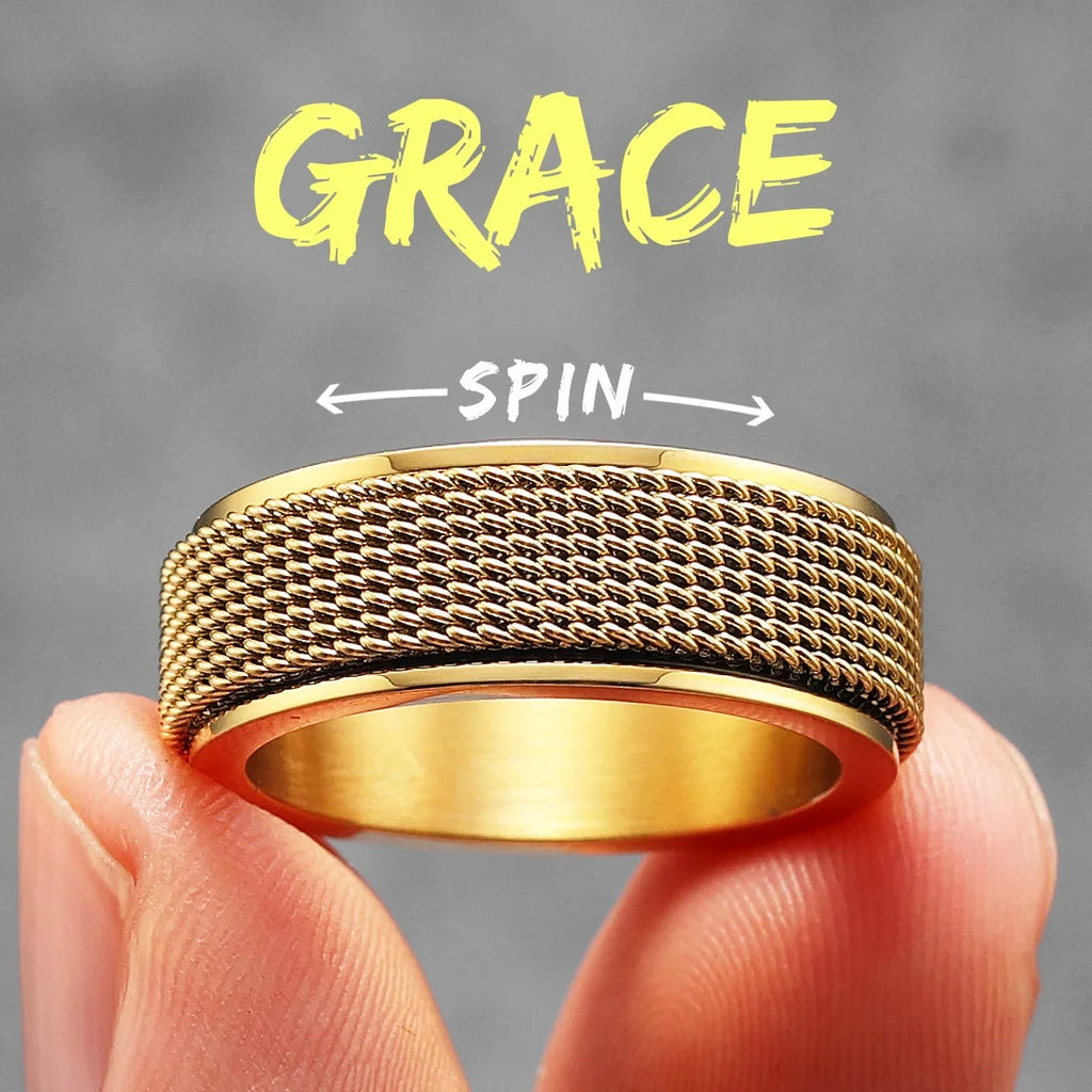 Braided Fidget Spinner Ring — Stainless Steel