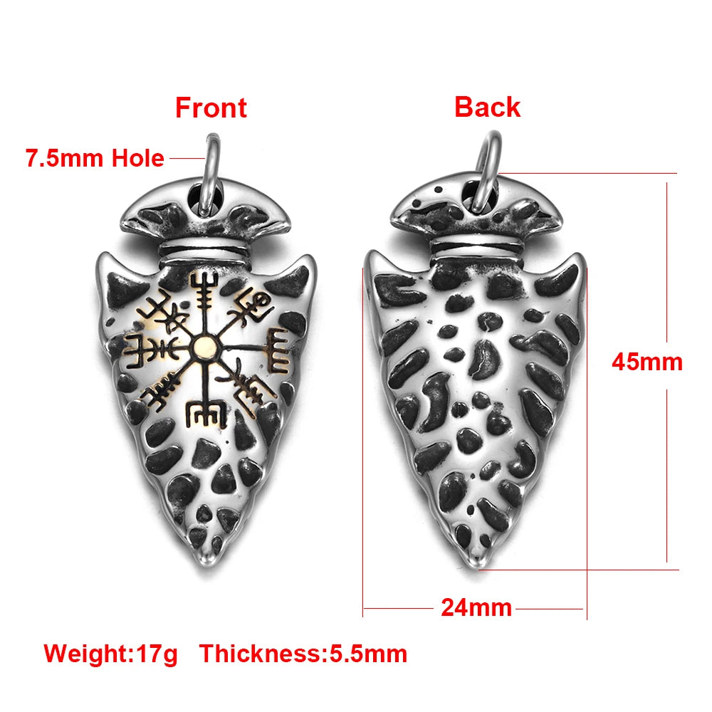 Norse Viking Rune Round Pendant Necklace — Stainless Steel