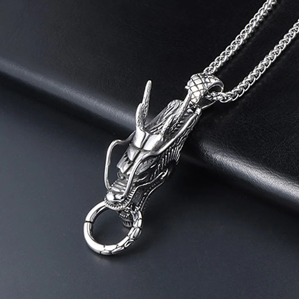 Dragon Head Pendant Necklace — Stainless Steel