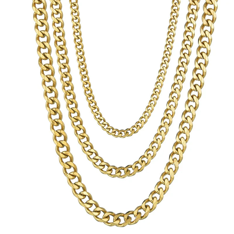 Cuban Link Chain Necklace 3.5-7mm — Gold