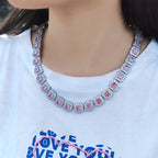 Tennis Chain Necklace Stainless Steel 12MM Cluster