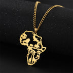 Africa Map Animals Pendant — Stainless Steel