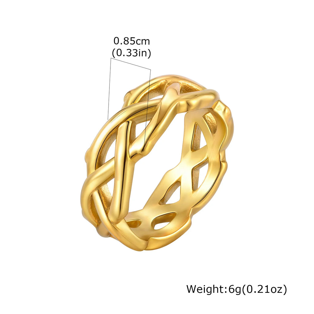 Crown Thorn Branch Ring — Stainless Steel