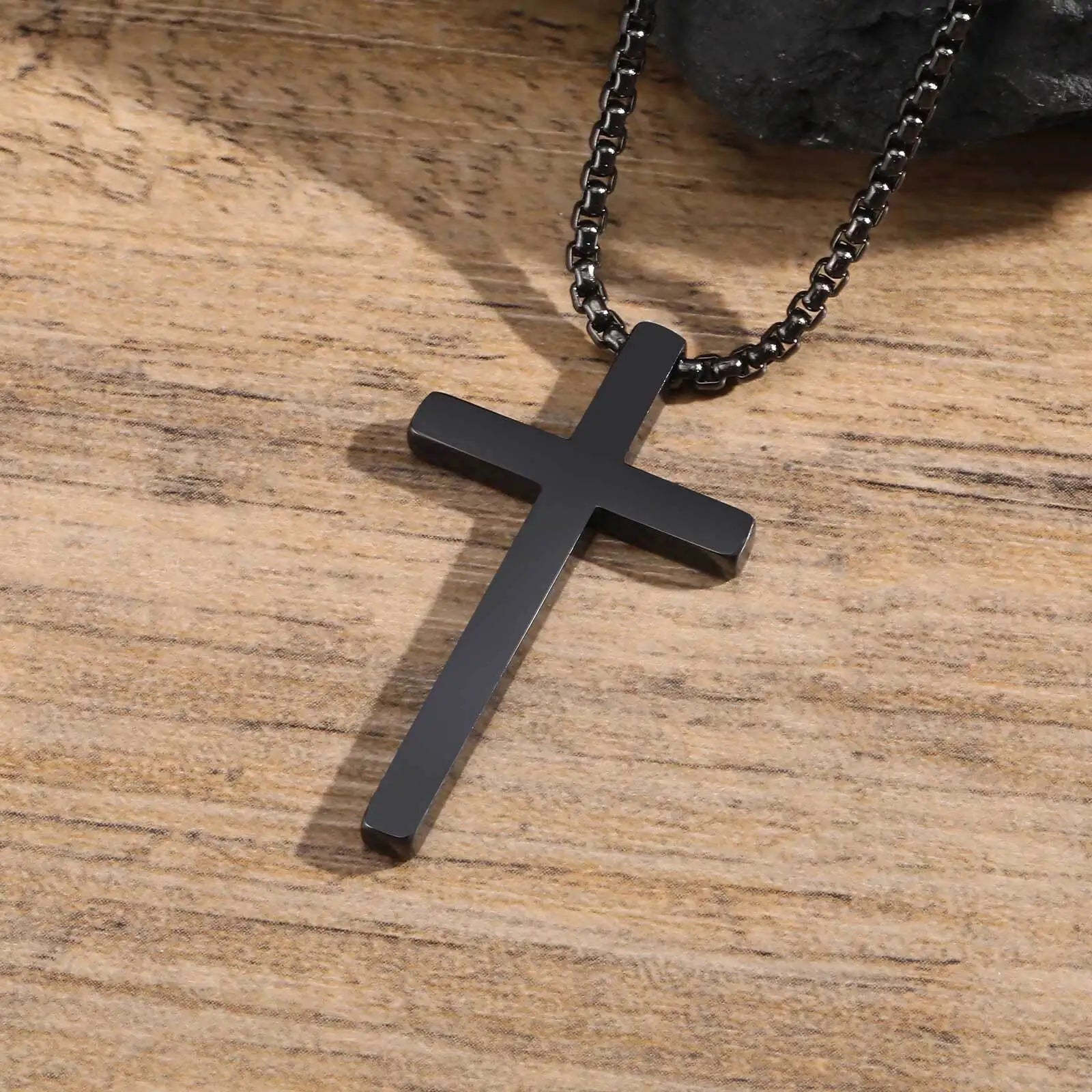 Two-Tone Cross Pendant Necklace — Stainless Steel